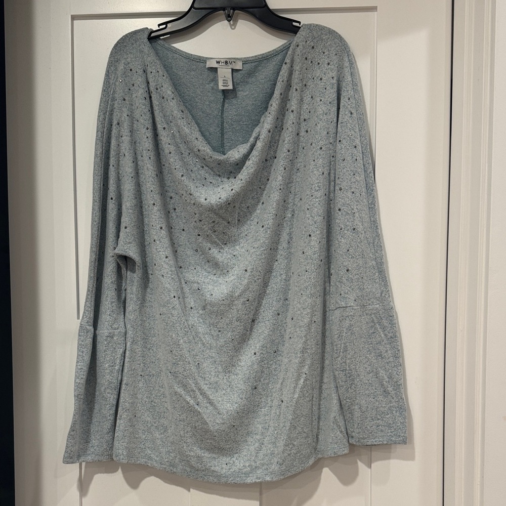 White House Black Market Light Gray Cowl Neck Sweater